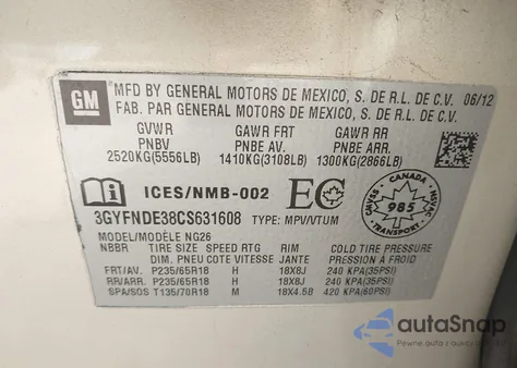 2012 Cadillac Srx Luxury Collection из США, поврежденный, VIN 3GYFNDE38CS631608